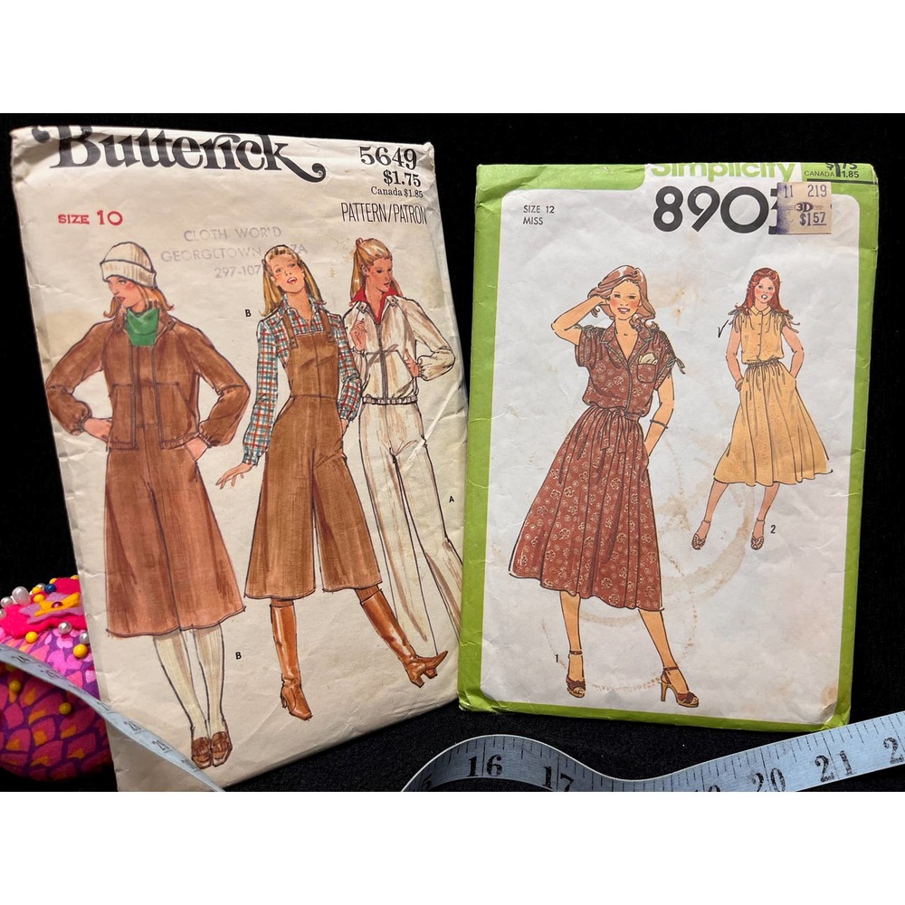 Butterick 5649 Simplicity 8901 Hooded Jacket with Pockets Jumpsuit 90's Dress